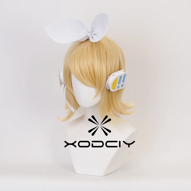 High Quality Rin Len Cosplay Wig Short Golden Heat Resistant Synthetci Hair Anime Cosplay Wigs + Track + Wig Cap