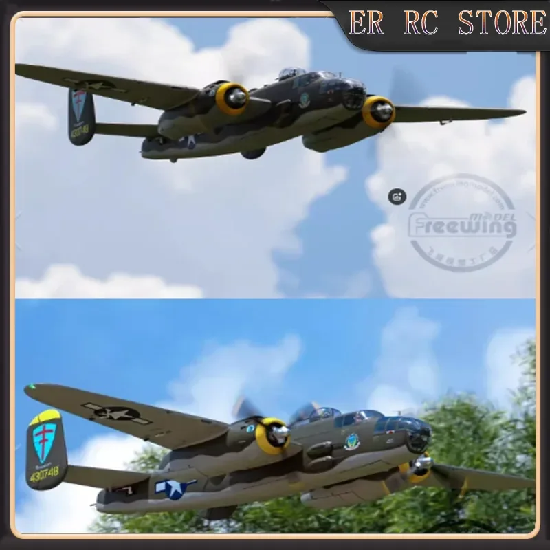 Flightline RC Wingspan 1.6m B-25J Mitchell Twin-Engine Bomber Remote Control Military Model Aircraft World War II Theme