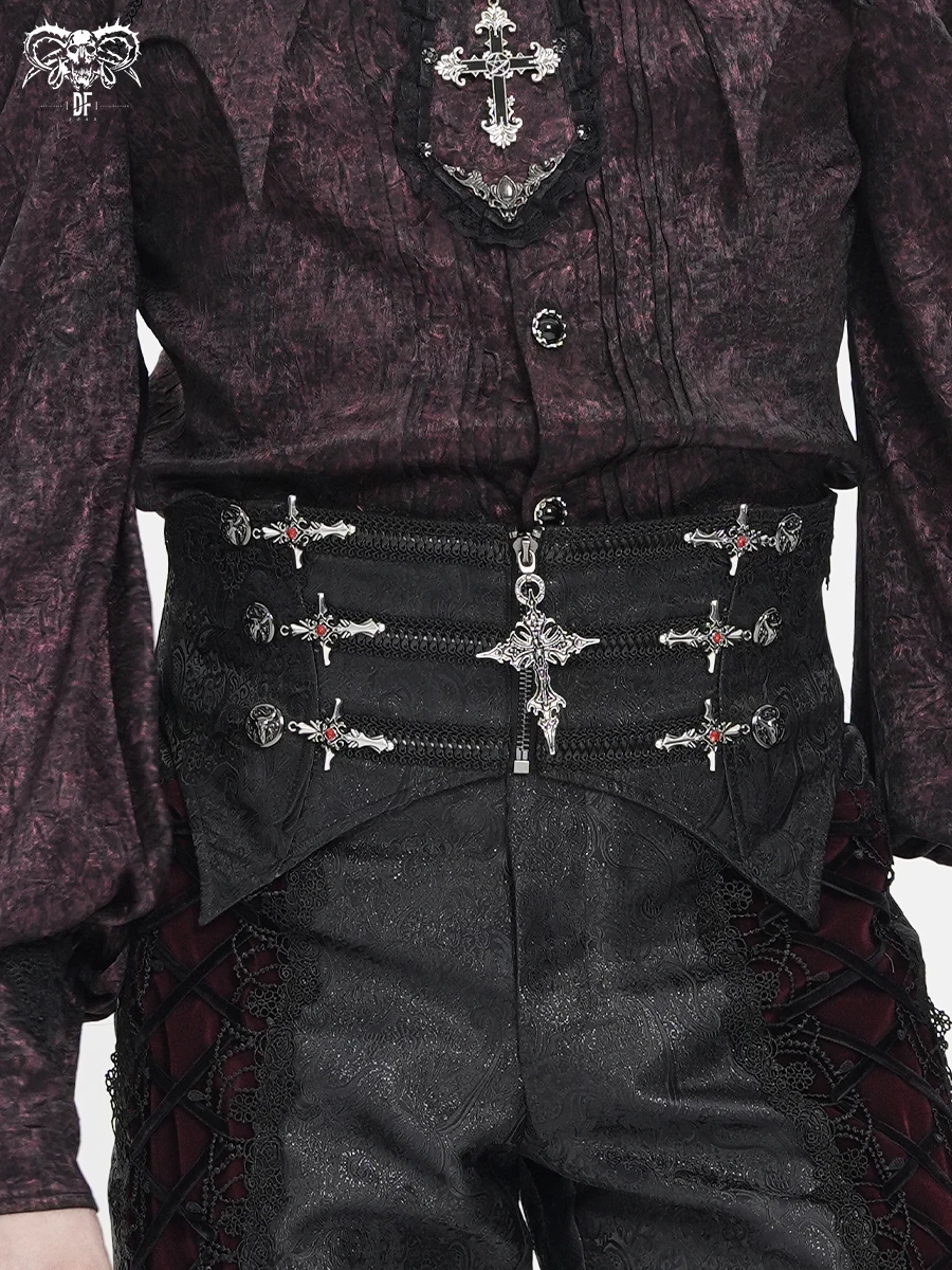 

Gothic Devil Fashion Shiny Embroidery Cross Waist Seal Sexy Pure Color Buckle Style Autumn Season Ladies Underwear