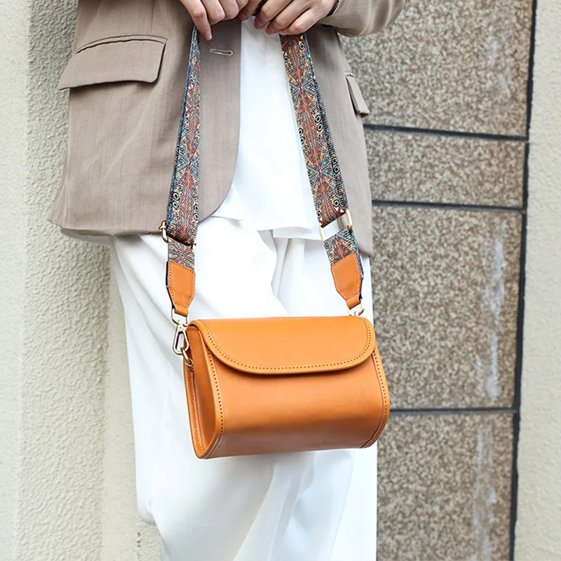 

Богемная сумка через плечо с ремешком, цилиндрический кошелек из воловьей кожи, уникальный шик для уличного стиля, модный повседневный кошелек, сумки на плечо