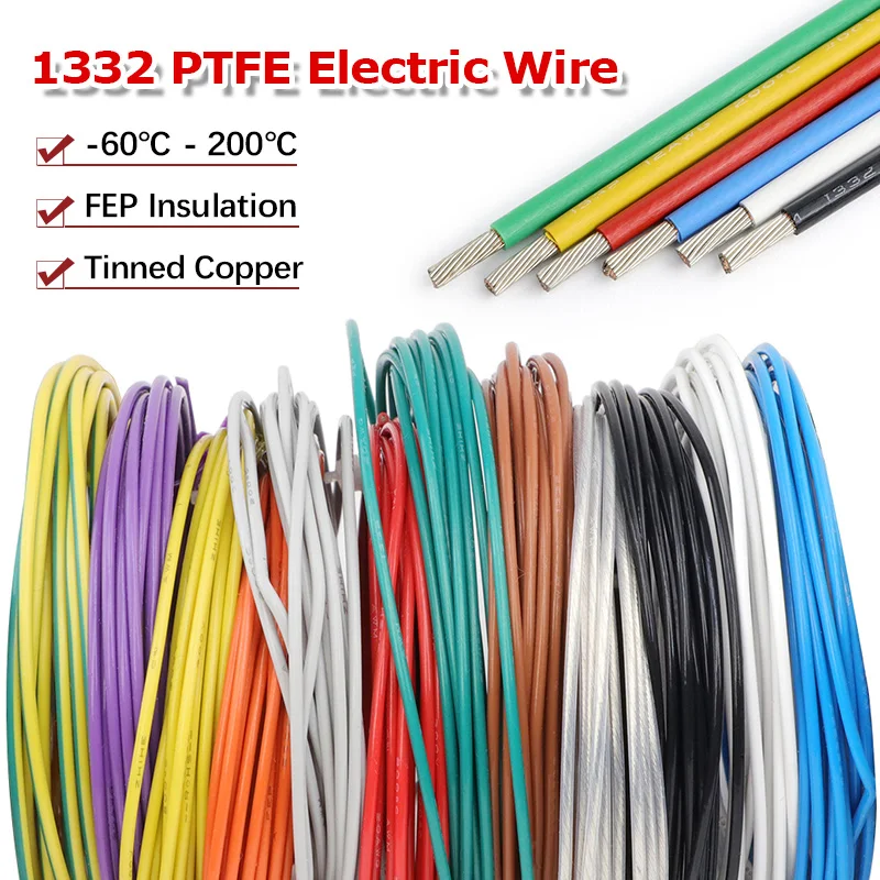 2-10m UL1332 Tinned Copper Cable High Temperature FEP Insulated for 3D Printer PTFE Electric Wire AWG30/28/26/24/22/20/18/16/14