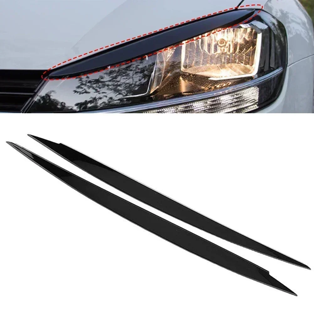 

2PCS Car Headlight Eyebrow Eyelid Cover Trim ABS Carbon Fiber Eye-catching For VW Golf 7 VII GTI GTD R MK7 2013-2017
