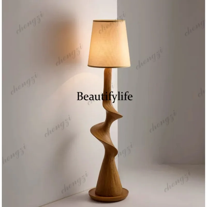 New Chinese Style Solid Wood Style Floor Lamp, Vintage Living Room Designer Standing Lamp, Wabi-Sabi Style Vintage  Antique Lamp
