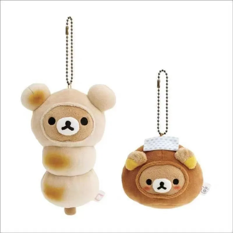 Niedlicher Rilakkuma Brot-Serie Plüsch-Schlüsselanhänger Kawaii Cartoon-Charakter Stofftier Taschenanhänger für Rucksäcke Geschenk für Mädchen