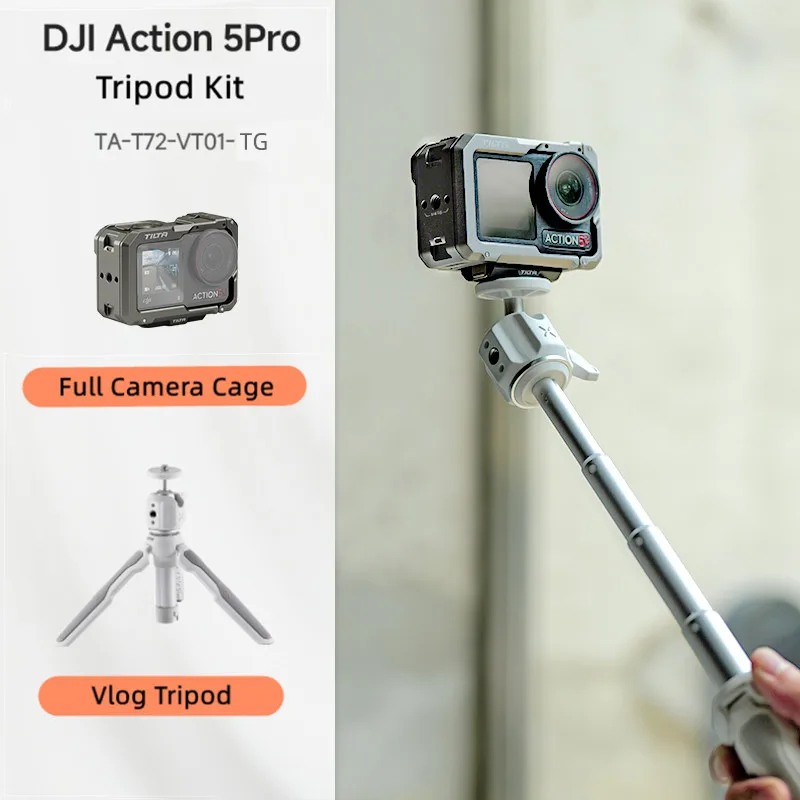 TILTA Voor DJI Osmo Action 5 Pro/4/3 Volledige Camera Kooi met Koude schoen maakt Snelle Batterij Swaps TA-T72-A mogelijk