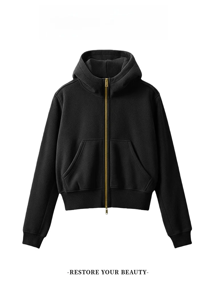 Haut d'hiver chaud pour femme, doublé, à capuche, long, style décontracté, nouvelle collection 2026, taille jeune