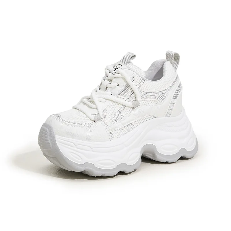 

2026 Spring New Dad Shoes Thick Soled Small Single Shoes Fashionable with Diamond Slope Heel Increased Height Women's Shoes