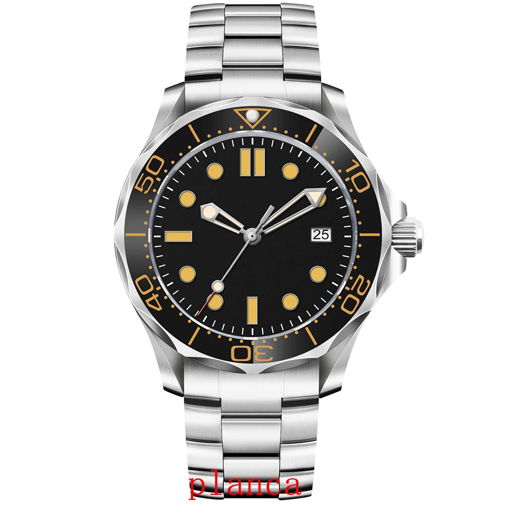 Мужские часы из нержавеющей стали с индивидуальным логотипом 41 мм, автоматический механизм NH35, часы с сапфировым стеклом, светящиеся