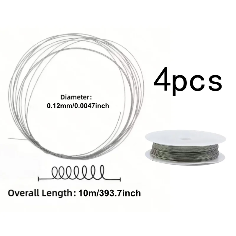 4Rolls 0.12mm Silver-Core Diamond Wire 10m Ultra-Fine Efficient for Artificial Jade Granite Plastic Board Cutting