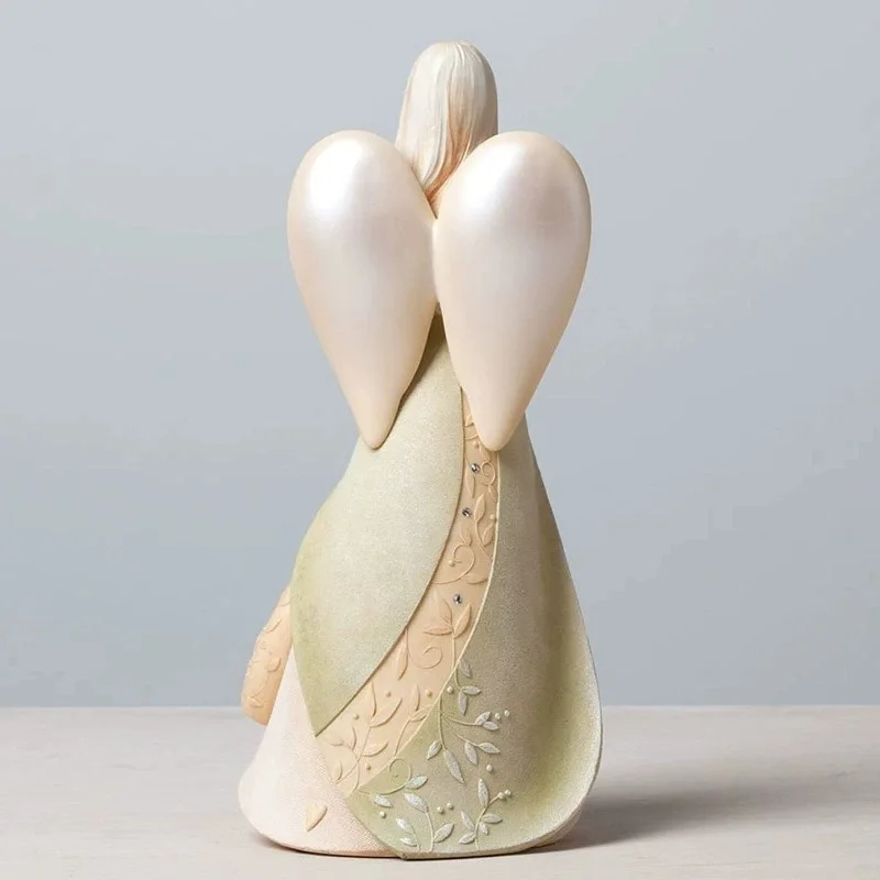 Blessing Angel Statue European Style Resin Flower Girl Figurine Home Living Room Desktop Ornament Friend Birthday Gift