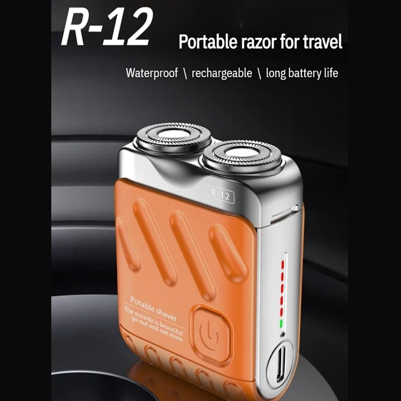 Przenośna golarka do brody, golarka elektryczna z akumulatorem i podwójnym pierścieniem, mini golarka elektryczna, golarka podróżna