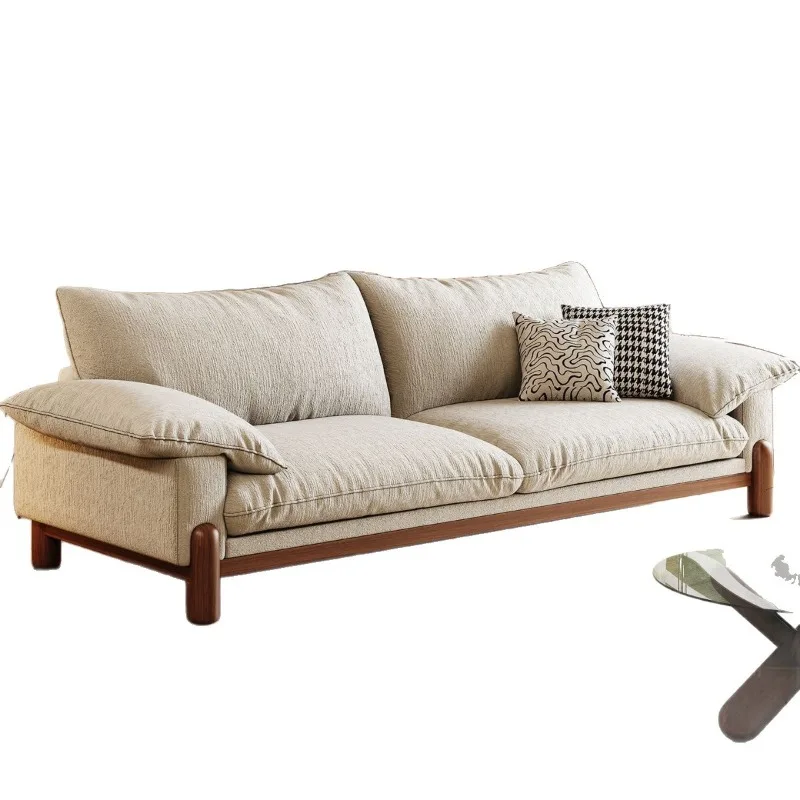

Japanese-style solid wood living room 2025 new small apartment medieval sofa