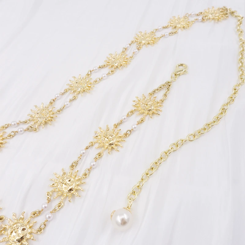 Golden Sun God Pearl Waist Chain Women's Dress Decoration Bright Gold Chain Waist Thin Belt