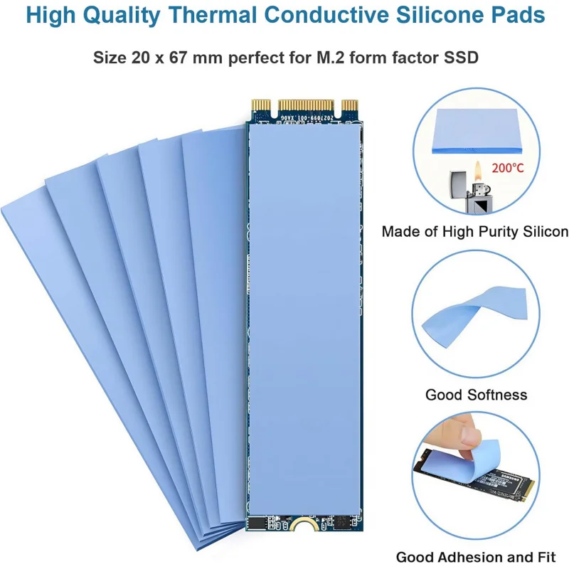 Z 12-Pack Thermal Conductive Silicone Pads for SSD, CPU, GPU, IC Chipset Cooling -