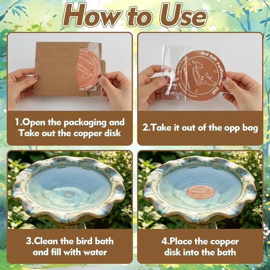 1/5/10/20/50/100pcs Copper Bird Bath Disc, Solid Copper Disk for Bird Bath, Round -Shaped Bird Bath Copper Disk, Natural Water P