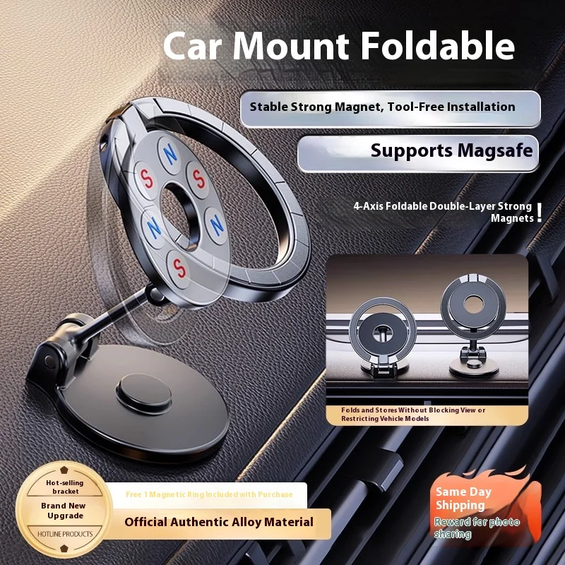 

Универсальный автомобильный магнитный держатель для телефона, складной корпус из сплава Magsafe, подходит для приборной панели, стекла, центральной консоли, многоцелевой, с клейкой подложкой длиной 3 м.