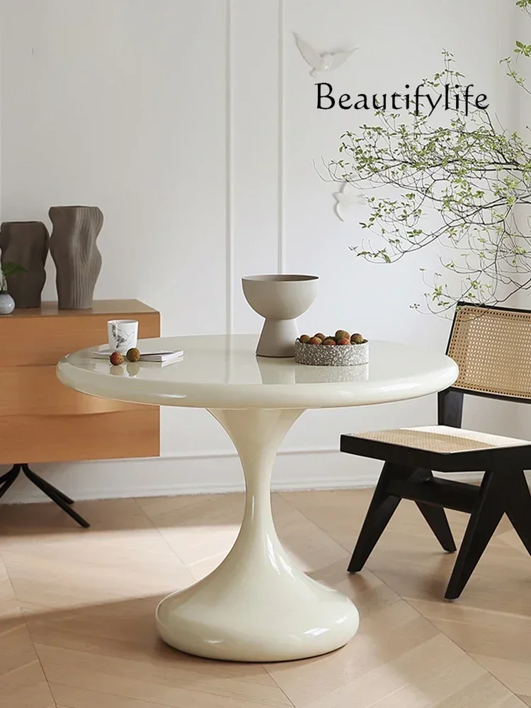 French Tulip Dining Table round Negotiation Table Water Drop  Small Apartment Home Dining Table