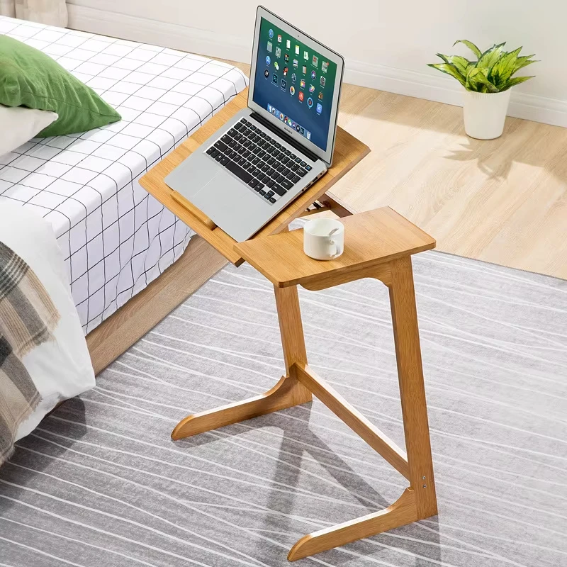 Meida Portable Foldable Bamboo Bedside Laptop Table-Space-Saving Computer Desk For Bedroom Dormitory Over Bed Use