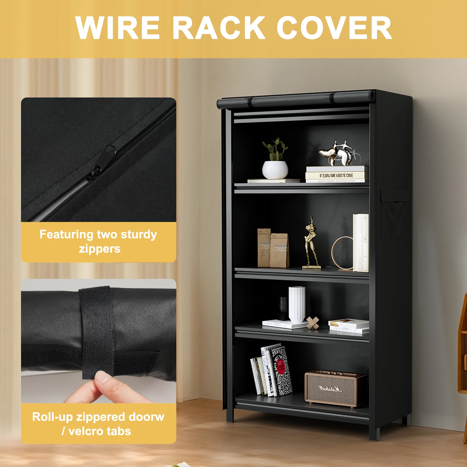 Waterproof Shelf Cover 600D Heavy Duty Dustproof Storage Wire Rack Covers Outdoor Shelving Covers for Wire Shelves with Zipper