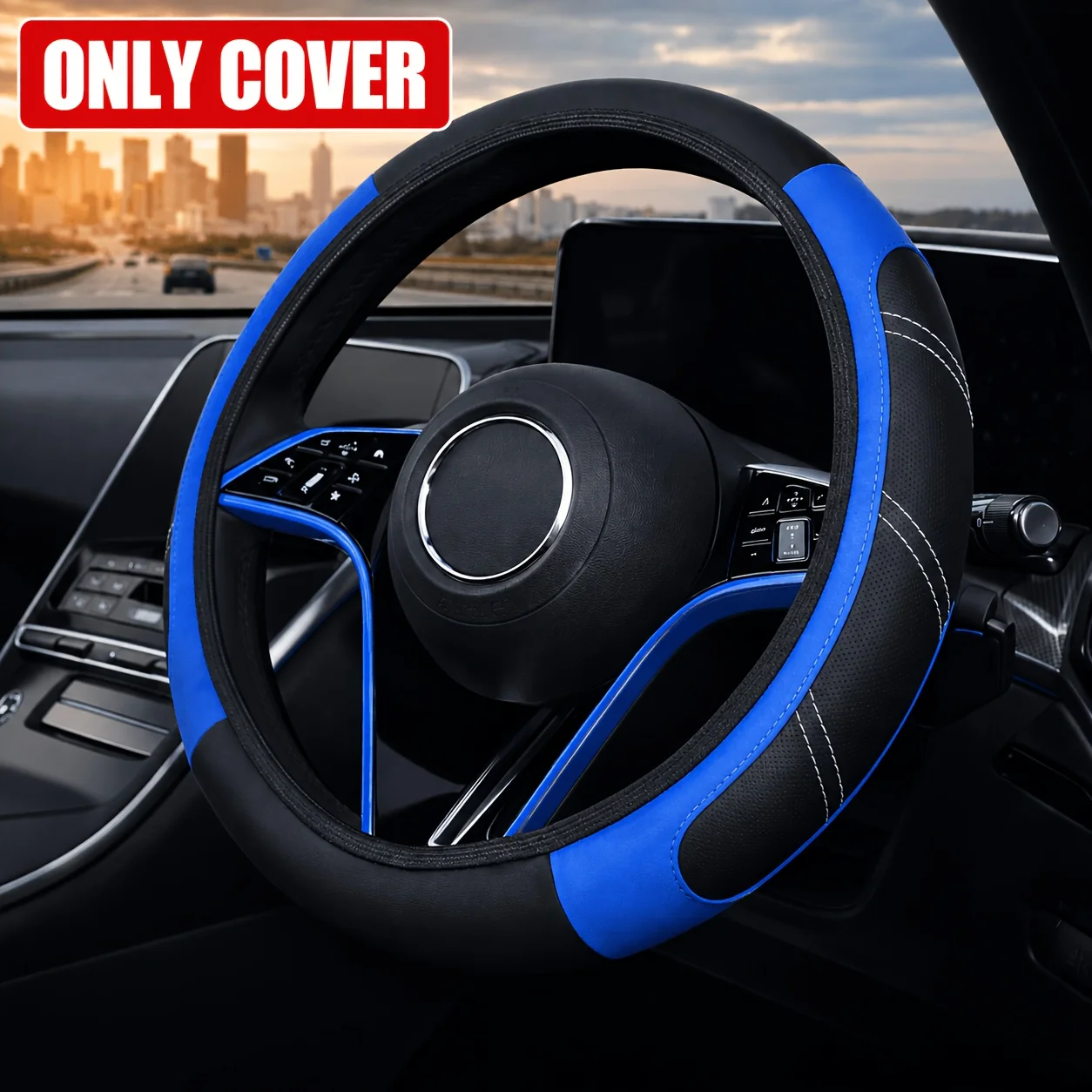 Universal Perforated Car Steering Wrap 1Pc Anti-Sweat Non-Slip Comfort Grip All Seasons Auto Wheel Protector Cover