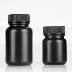 50ml 100ml Dark Black Color HDPE Bottle, Plastic Bottle, Pill Bottle with scew cap and inner cap SN1487