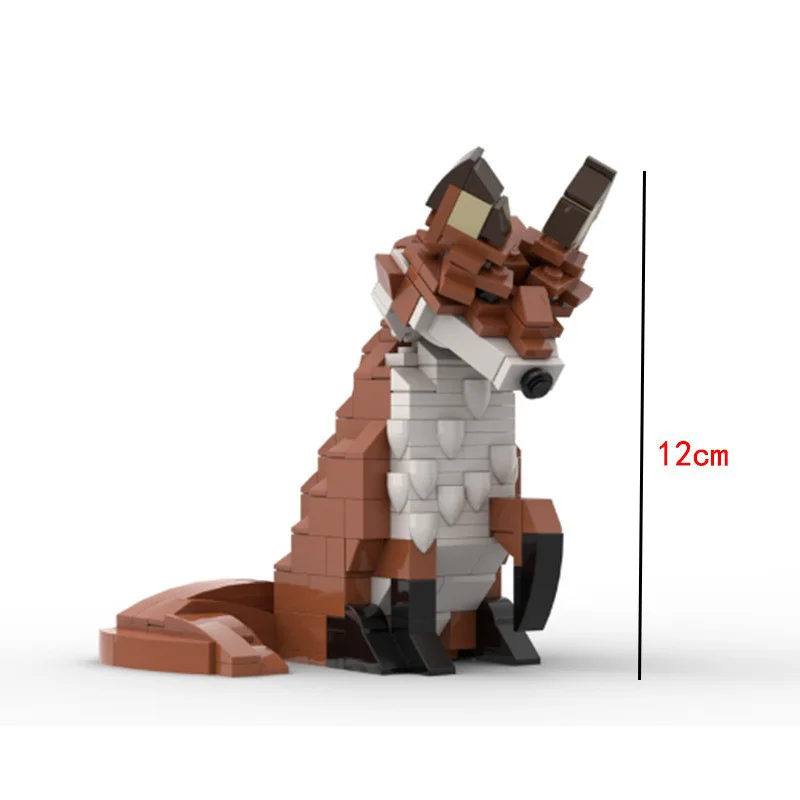 Wild Red Fox Animal Building Blocks, Winter Snowland Decor Diorama Model, Chinese DIY Bricks for Hobby Display Gifts view 4