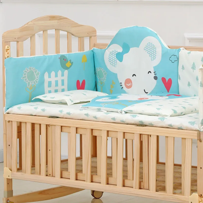 Baby Cotton Quilt Autumn Winter Cotton Detachable Washable Crib Surround 5-piece Bedding Set Variable Sleeping Bag