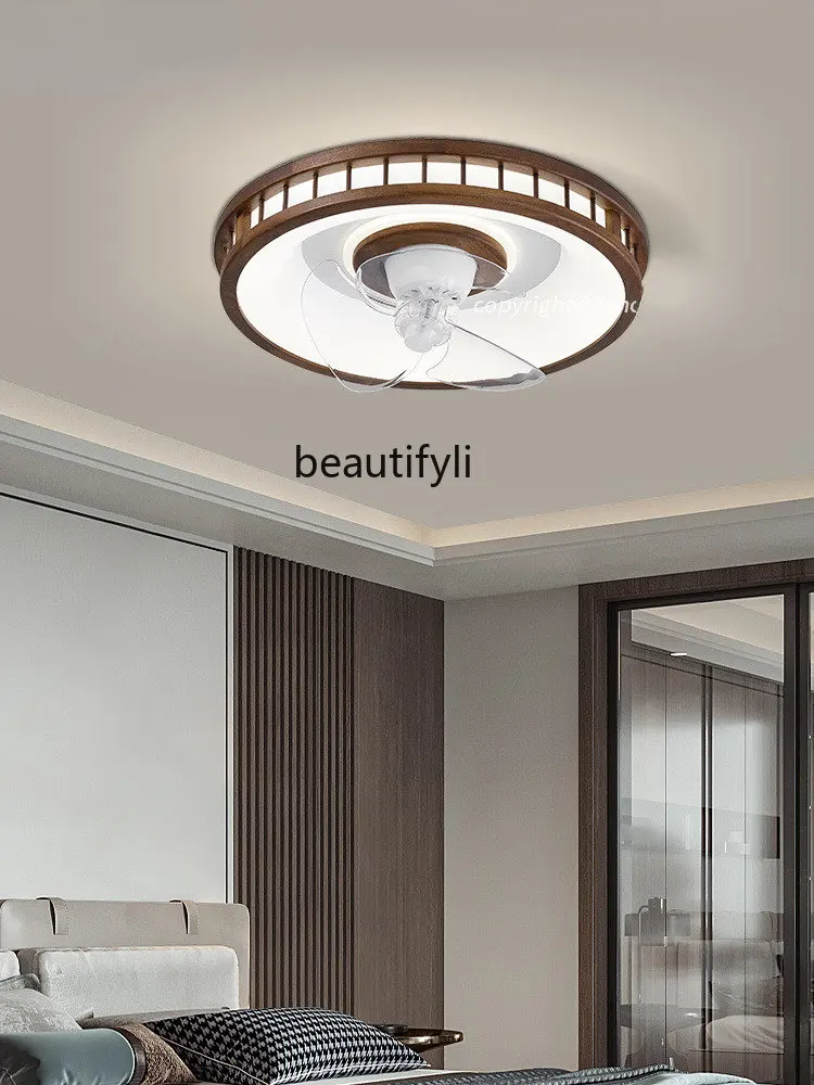 zq  New Chinese Ceiling Fan Lamp Led Household Bedroom Light Mute Shaking Head Fan Lamp