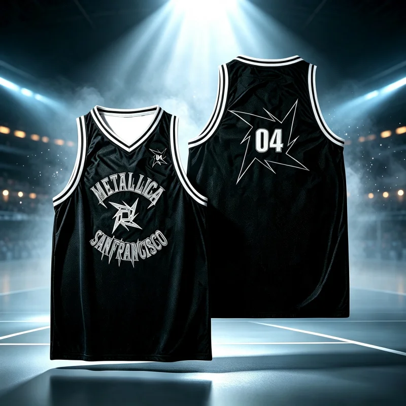 2026 Sommer Metallica World Tour Retro Basketball-Trikot für Herren und Damen, Sportweste, atmungsaktive, schnell trocknende Kleidung, Familien-Kinder-T-Shirts – Detail 2