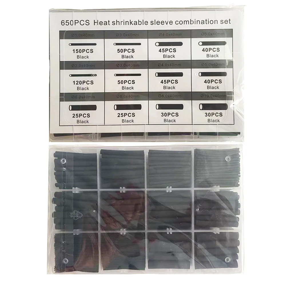 

650 шт., термоусадочная трубка, термоусадочная пленка, одобренное UL, соотношение 2:1, комплект проводов для электрического кабеля, долговечная защита изоляции