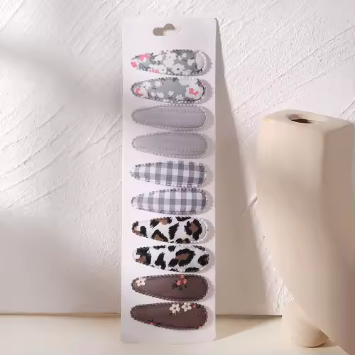 10Pcs/Lot Fresh Print Cotton Alloy Hair Clips for Kids Fabric Plaid BB Hairpins Girl Hairgripe Headwear Baby Hair Accessories - Image 17
