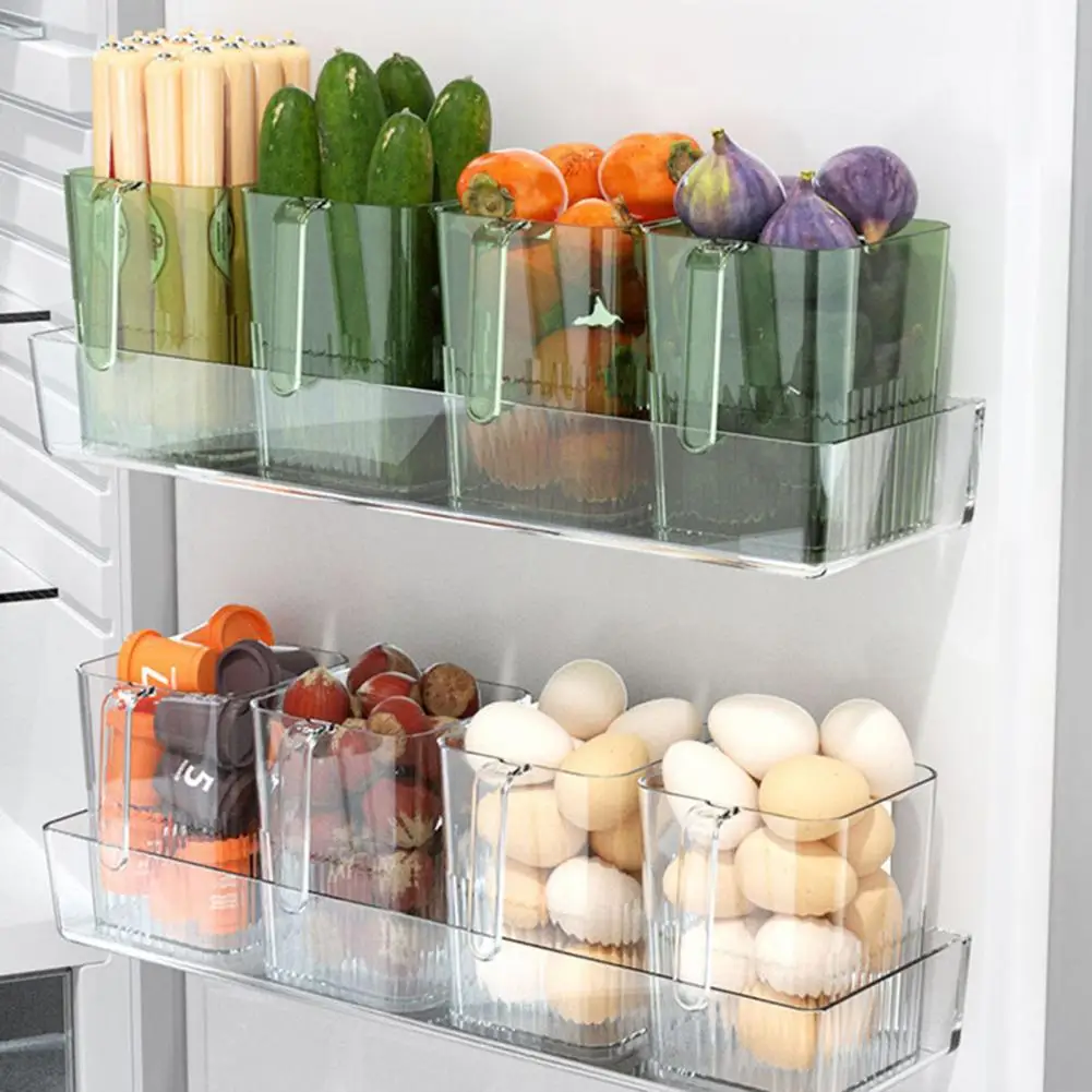 Refrigerator Organizer Food Storage Transparent Refrigerator Side with Handle Food-Grade Wear-resistant Reusable