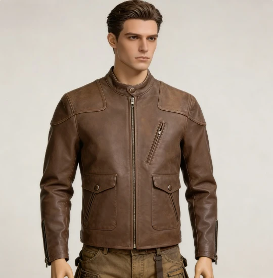 Venom Style Biker Real Leather Jacket Men Crackle Pattern First Layer Cowhide Uncoated Matte Genuine Leather Outwear