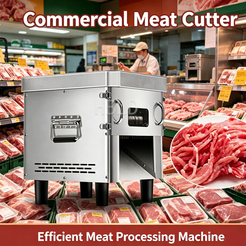 Small Gray Commercial Electric Meat Cutter Stainless Steel Vegetable Slicer Beef Shredder for Kitchen
