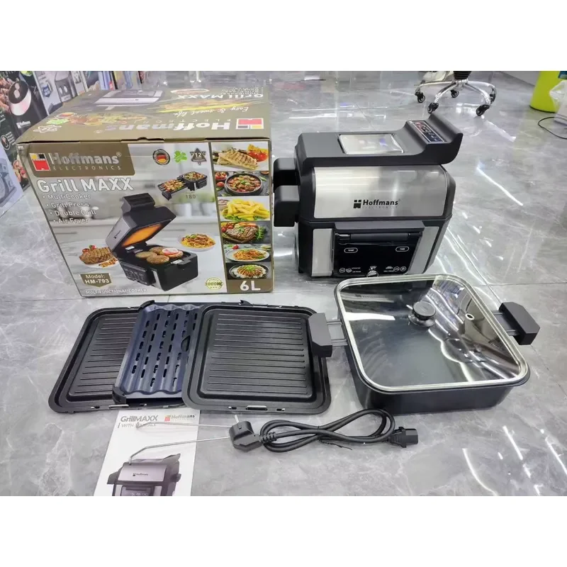 Fritadeira Elétrica Digital Hoffmans 6L 3000W Multifuncional para Cozinha: Fritar, Assar, Cozinhar, Desidratar e Fazer Churrasco