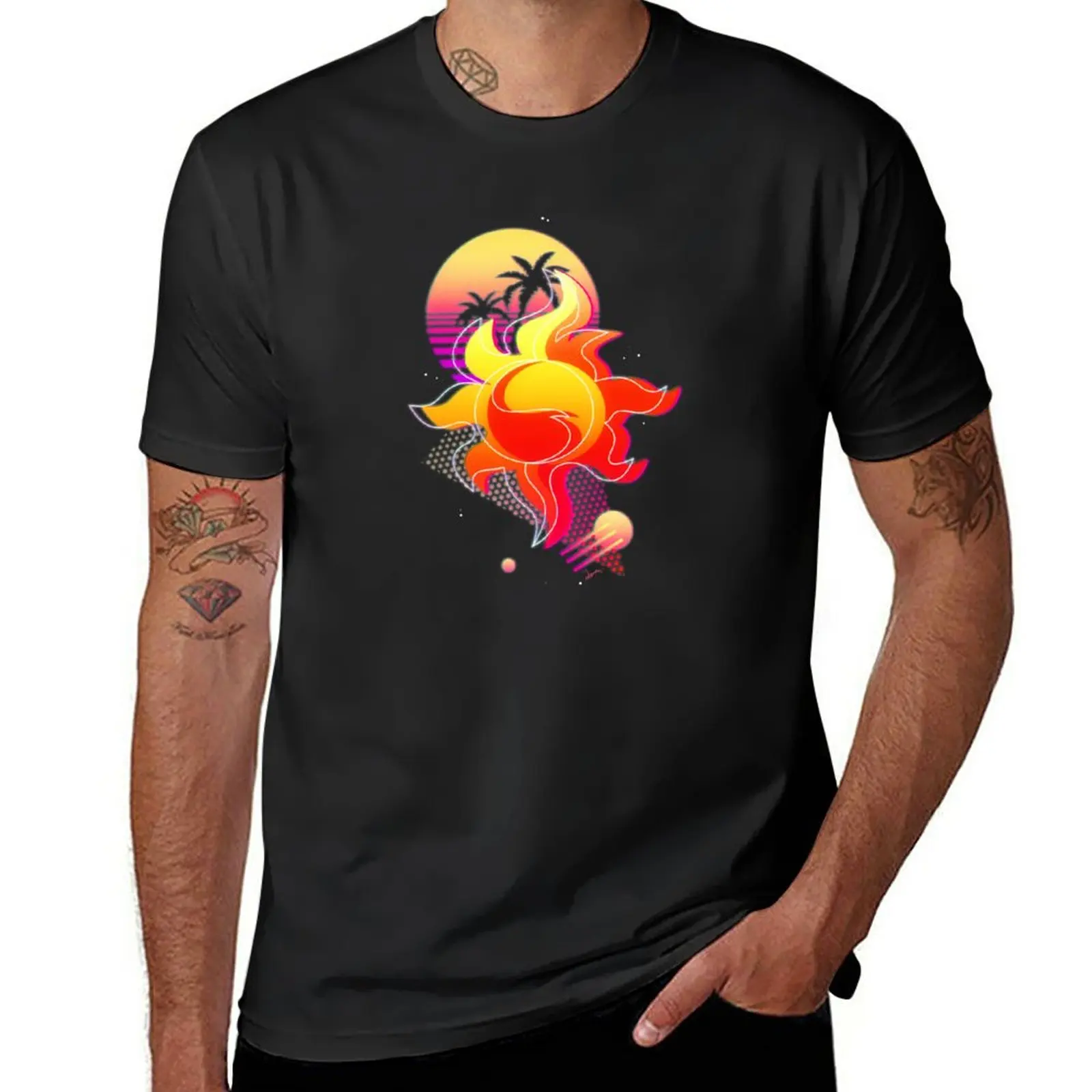 New Synthwave Sunset Shimmer Cutie Mark T-Shirt Tee shirt man clothes blank t shirts heavyweight t shirts mens vintage t shirts