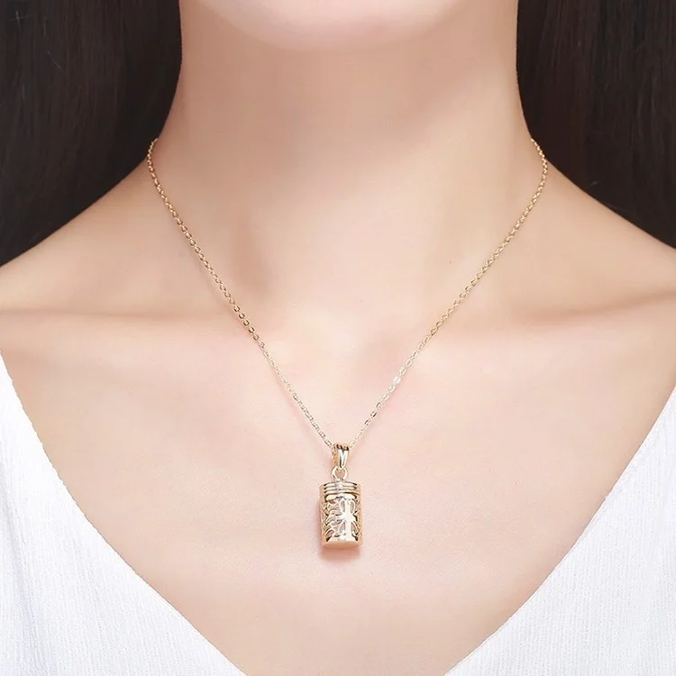 Gold Farbe Filligree parfüm Cut Out Flasche Ätherisches Öl Diffusor Halskette Frauen Pingente Chocker Halsketten & Anhänger Schmuck – Detail 28