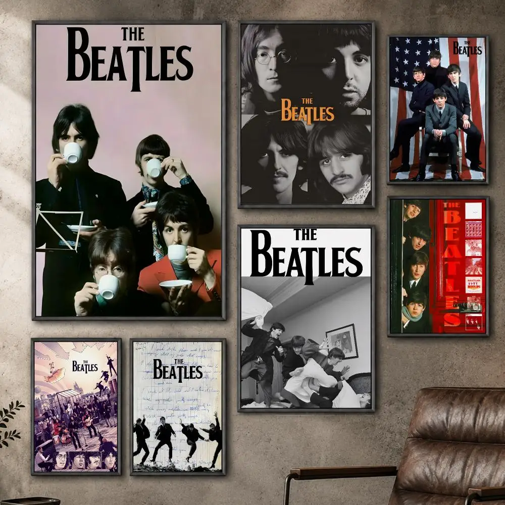 Music The Beatles Rock Band Abbey Road Poster  PP Self Adhesive Home Garage Dorm Bar Wall Decor Aesthetic Retro Gift