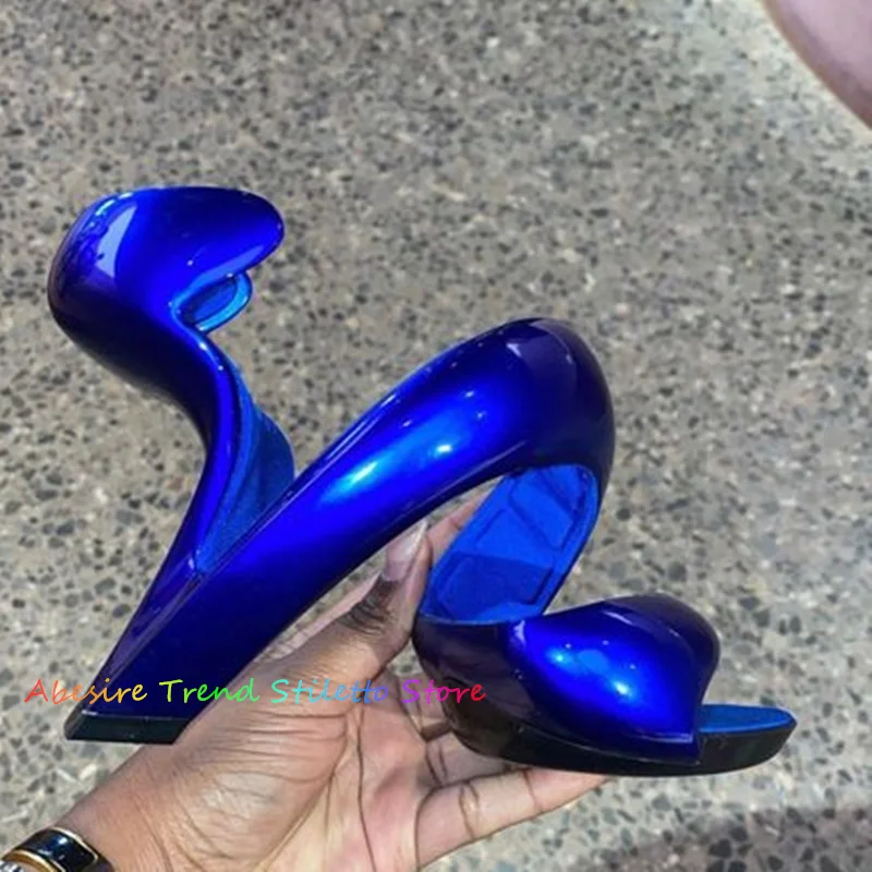 Fashion Amazing Strange Snake Heel Sandals Green Peep Toe Cut Out Designer Brand Woman Summer Party Dres Runway Stage Shoes