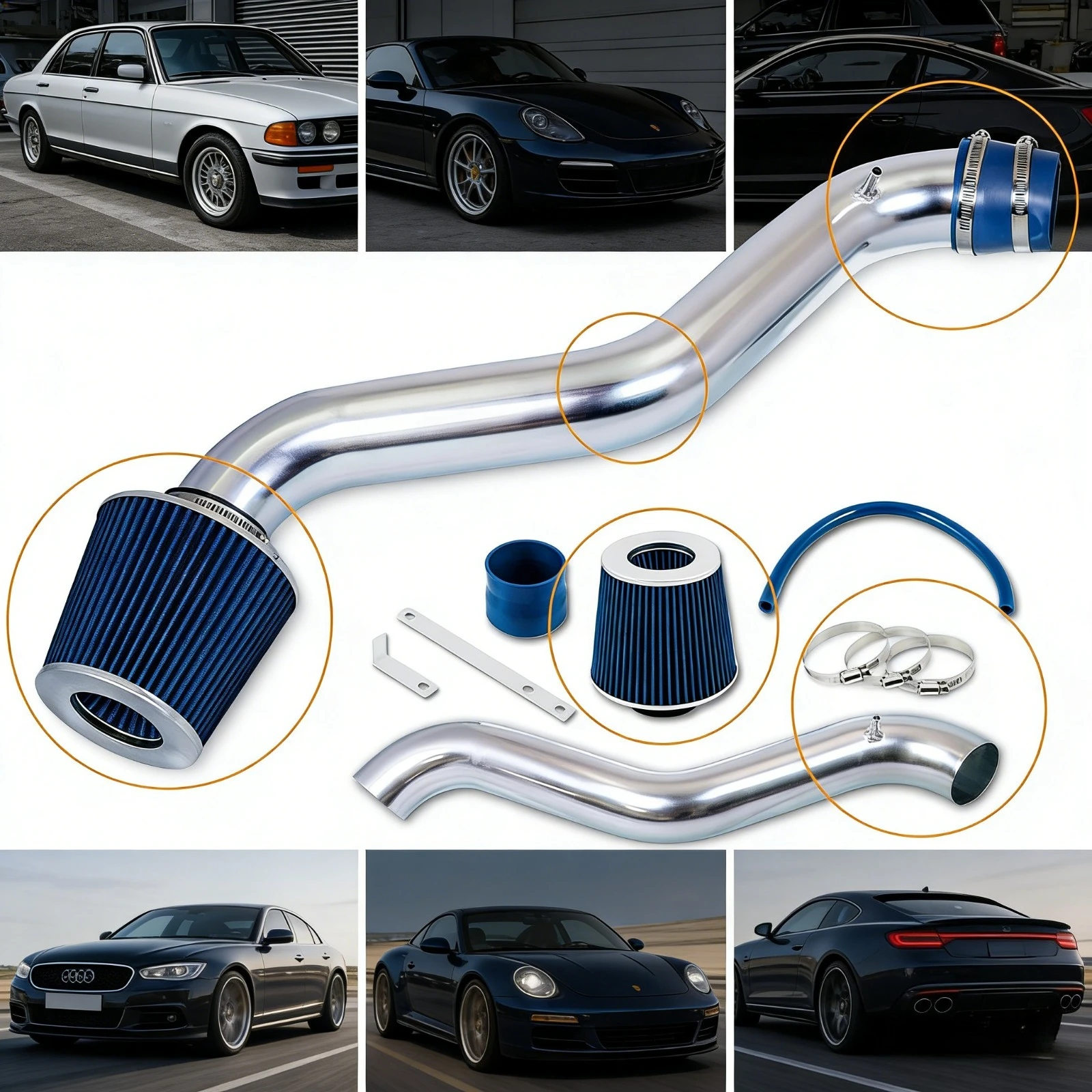 

BX-CAIK-23 Air Intake Kit for 1998-2002 Honda Accord with 2.3L Engine (DX/LX/EX/SE/VP) Blue, Improves Engine Efficiency