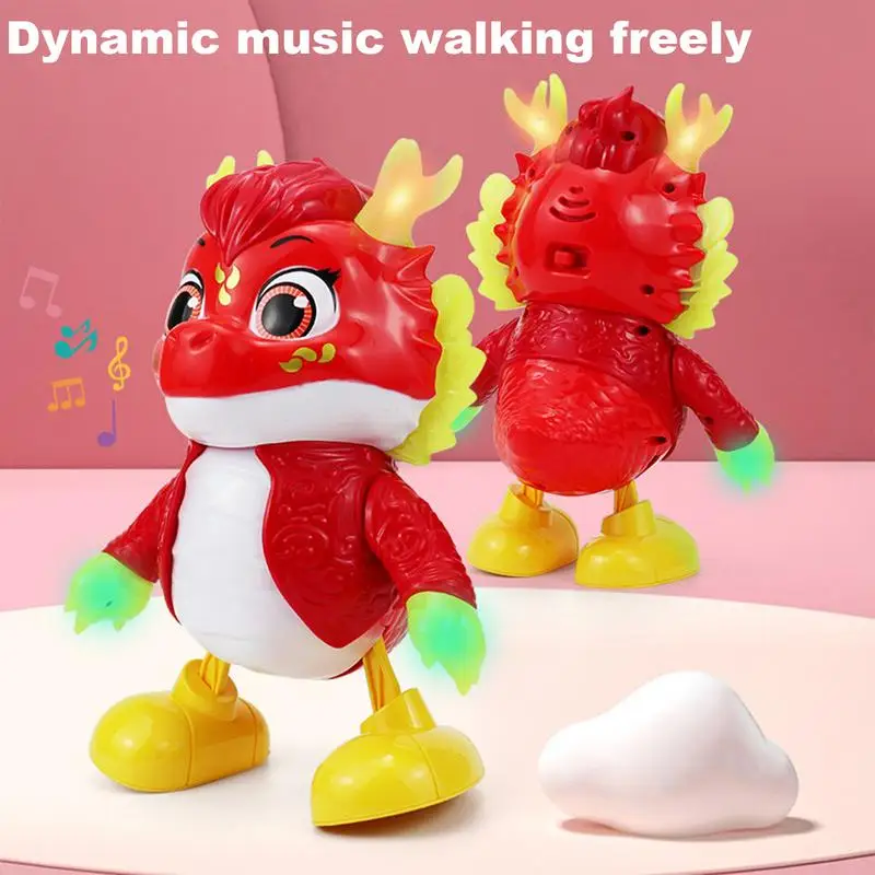 Dança elétrica dragão brinquedos dos desenhos animados brinquedo educativo para o ano do dragão dragão temático dragão iluminação balanço para crianças, crianças