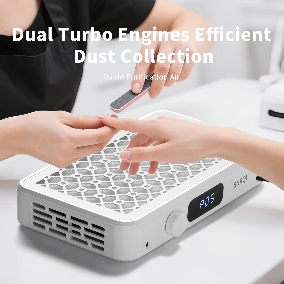 전문 네일 먼지 수집기, 강력한 터보 팬 2개 장착, 1600PA 휴대용 5단계 속도 조절 네일 진공기