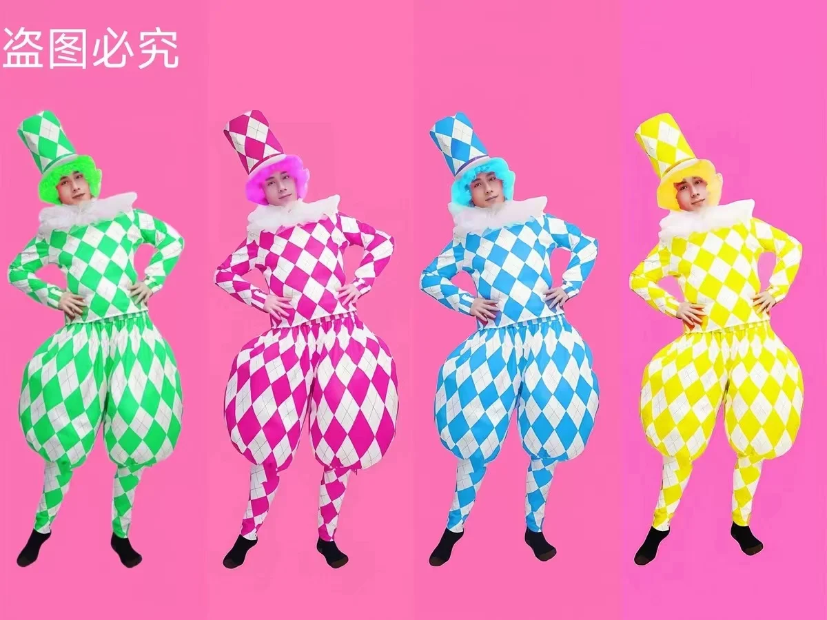 4 Style Clown Cosplay  Dancer Stage Wear Performance Costume Role Playing Team Tour Carnival Party Amusement Park Rave Outfit