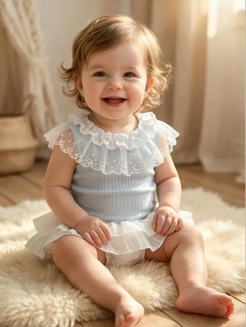 2026 New Summer Sweet Style Baby Girls Set Lace Ruffle Collar Sleeveless Tee+White Shorts 2Pcs Clothes Soft Cotton Infant Suit