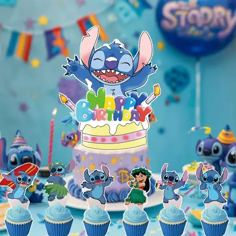 Lilo & Stitch ตกแต่งเค้ก Stitch Theme เด็กอุปกรณ์งานเลี้ยงวันเกิดของขวัญอาบน้ําเด็ก Cupcake Picks