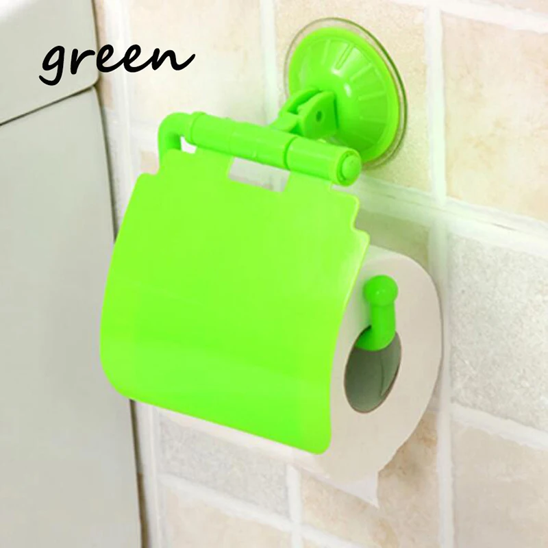 1PC Suction Cup Toilet Tissue Holder Portable Wall Mounted Toilet Tissue Holder Roll Papers Stand with Cover Bathroom Accessory