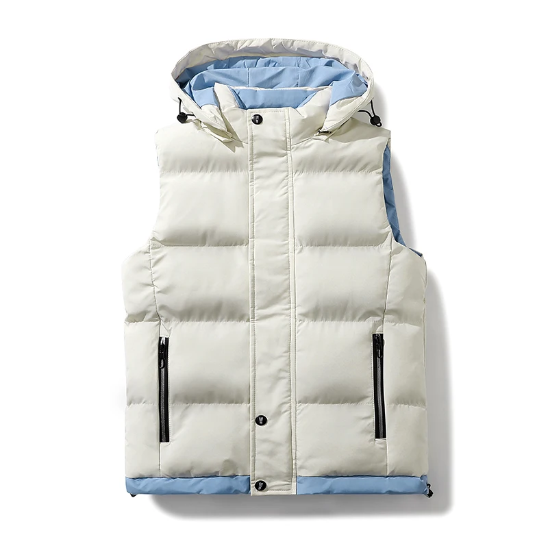 

Men Hooded Vest Winter Vests Hat Detachable Down Vest Brand Men Casual Windproof Waistcoat Sleeveless Padded Jacket Oversize 6XL