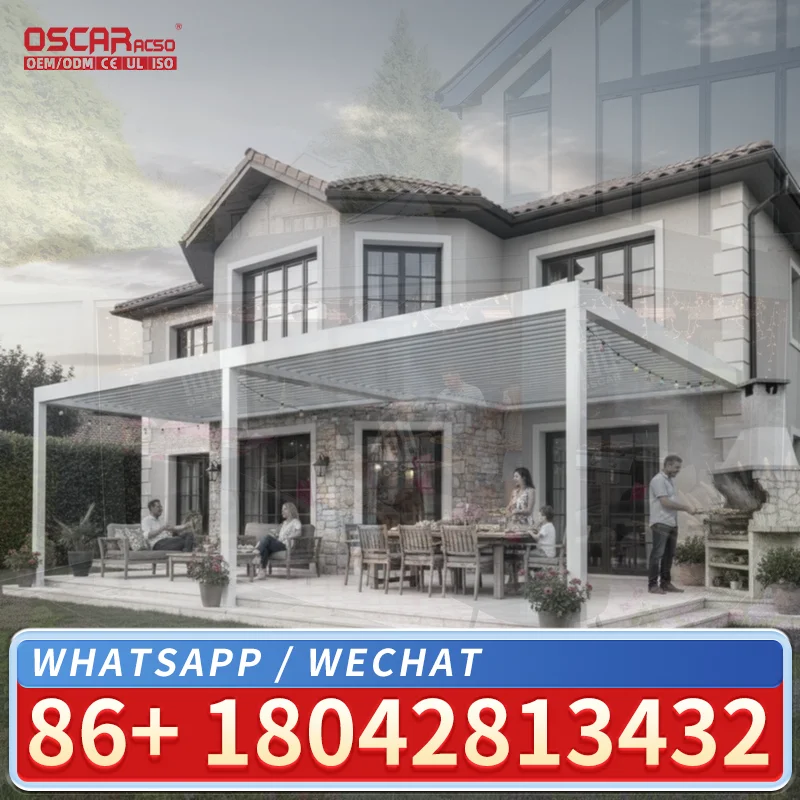 3X3 3X4 4X4 6X4m Modern Outdoor Garden Waterproof Bioclimatic Aluminium Louvered Structure for Patio Balcony Backyard pergola