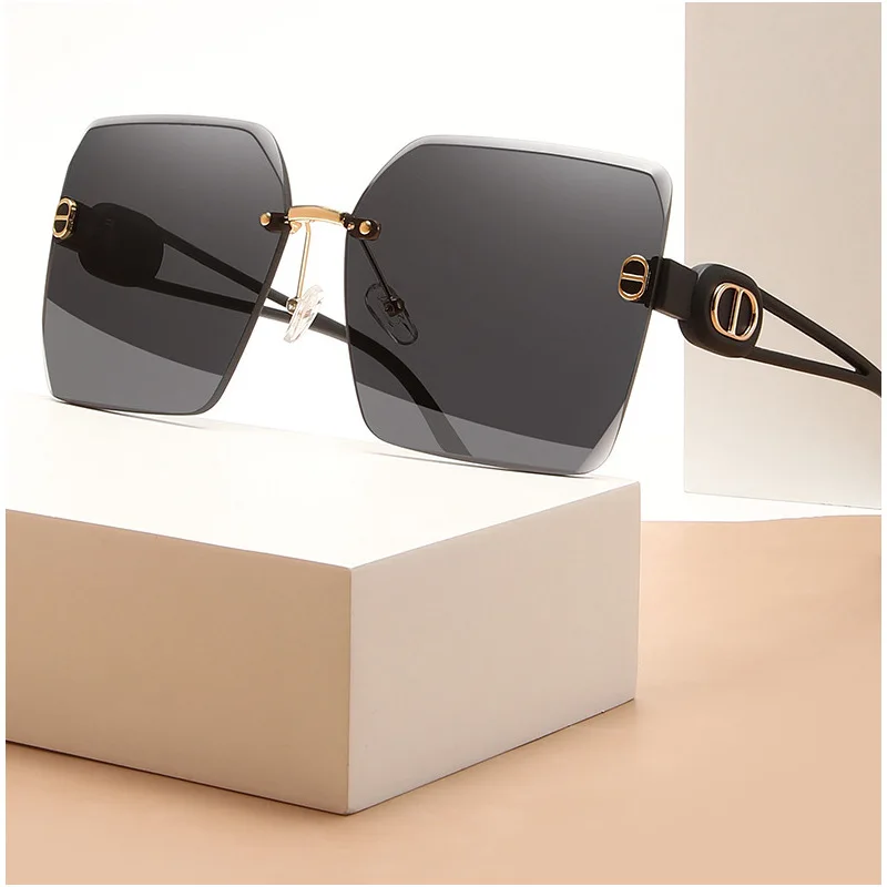 Nouvelles lunettes de soleil sans bordure, à la mode, carrées, tendance, street shot, visière Joker unie