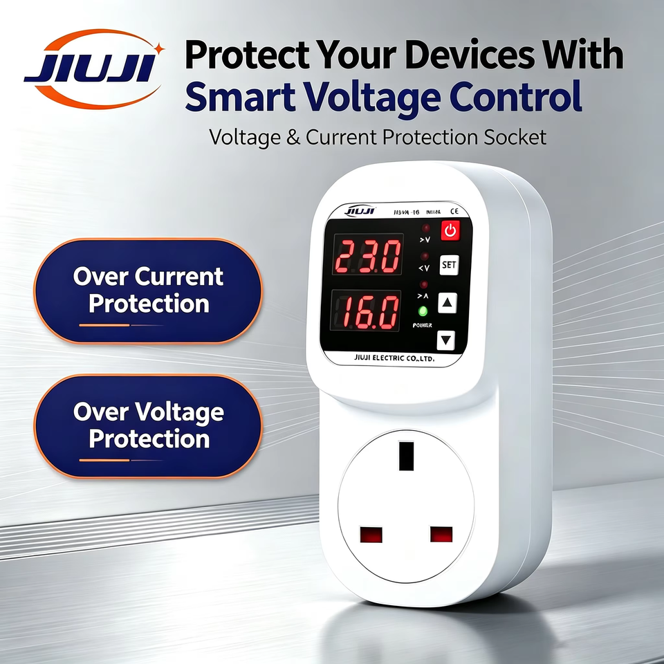 Automatic Voltage CurrentRefrigerator Protector Socket AC 220V Adjustable 1-16A Power Surge Protector
